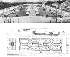 「建築と社会」1934(昭和9)年4月号特集『公園』「新天王寺公園グラフ」より「沈床花壇」